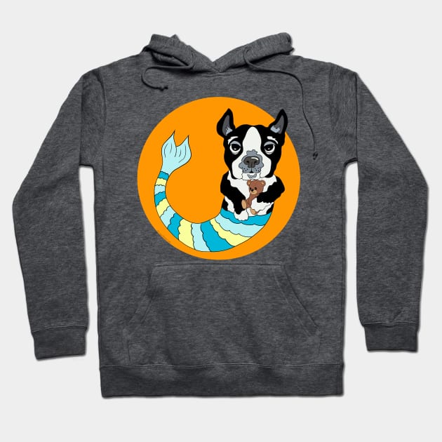 Boo the Boston Terrier Mermutt Hoodie by abrushwithhumor